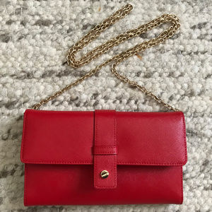 Halogen red saffiano leather clutch/purse/wallet